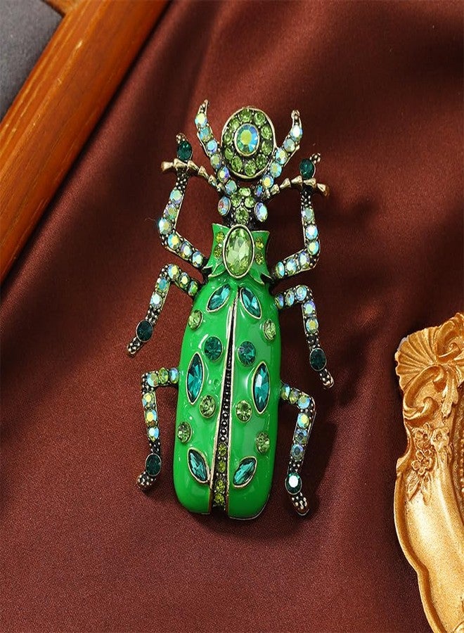 SHIDXIB 2Pcs Vintage Green Orange Elegant and Unique Sparkling Rhinestone Spider Brooch - Image 2